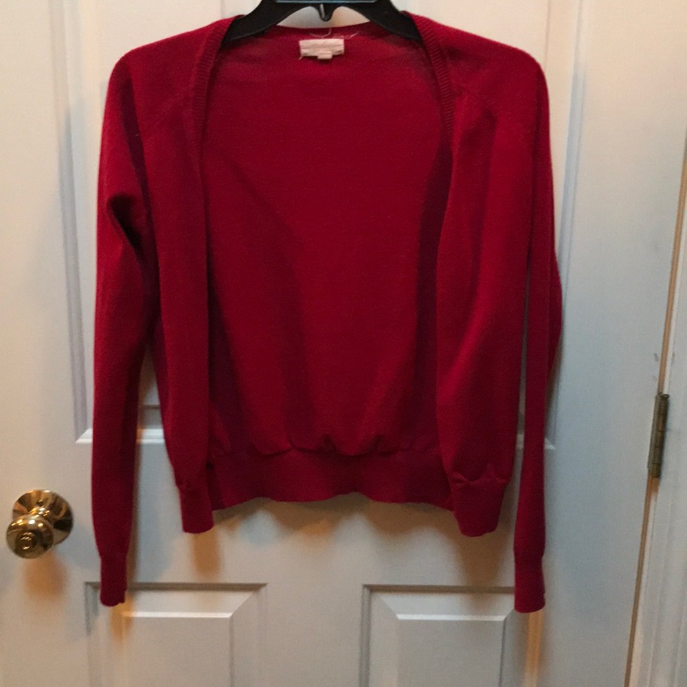 Red cardigan